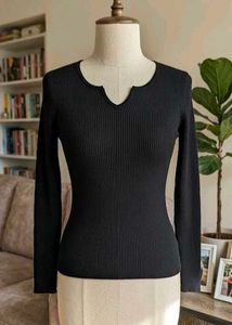 stylish latest regular solid black top