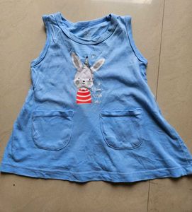 Blue Bunny Pocket Dress for Girls