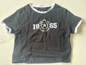 Westside Black Crop Top with White Trim