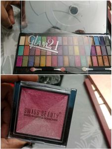 Glam 21 Eyeshadow Palette and swiss beauty blusher