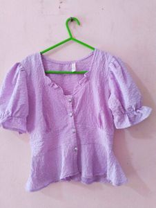 Cute Purple Puff Sleeve Top