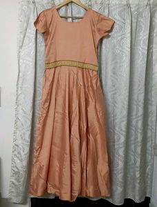 Elegant Peach Embroidered Ethnic Gown