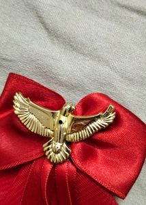 Beautiful Red Colour Net &amp; Ribbon Hair Bow Pin