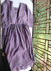 Designer Lavendar Pleated Anarkali Gown