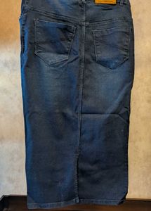 Purple Feather Denim Skirt (M)
