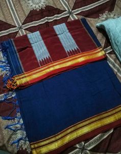Traditional Blue and Maroon Saree