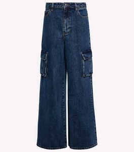 Wide Leg Denim Cargo Pants
