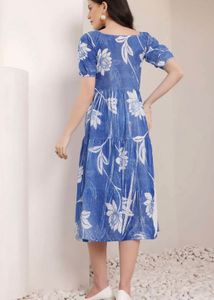 Blue Floral Midi Dress