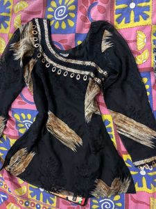 Elegant Black Kurta with Embellishments