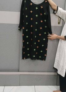 Elegant Black Kurta Set with Red Dupatta