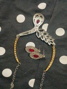 Elegant Red Stone Necklace &amp; Earring Set