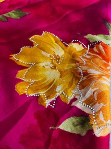 Floral chinnon Saree never worn
