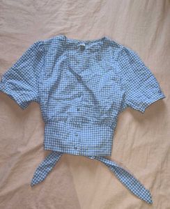 Blue Gingham Wrap Top (Imported)