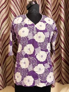 Purple Floral Print Kurta