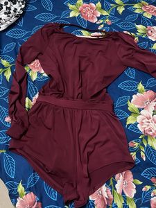 Burgundy Romper Jumpsuit