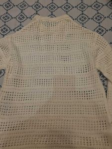 Cream Crochet Knit Sweater