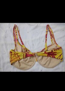 Yellow Floral Bikini Top