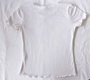 White Ribbed Ruffle Tee