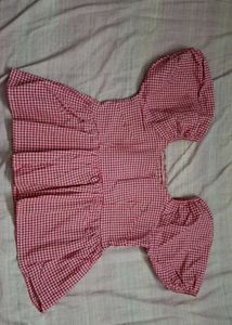 Red Gingham Puff Sleeve Top