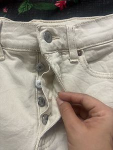 OLD NAVY Cream Denim Cut-Off Shorts