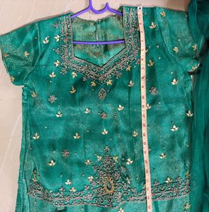 Emerald Green Embroidered Lehenga Skirt