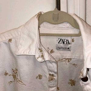 Final Sales 🔥Zara White Floral Print Cropped Deni