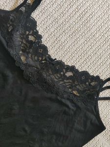 Black Lace Trim Cami Top