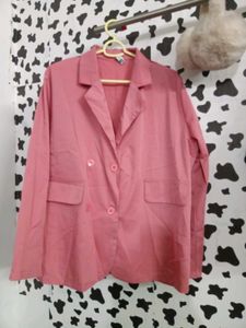 Stylish Pink Double-Breasted Blazer