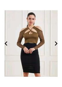new with tag Cut-Out Mesh Sleeve Top
