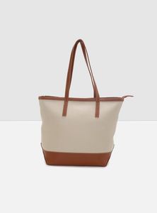 Max Beige & Brown Colourblocked Tote Bag