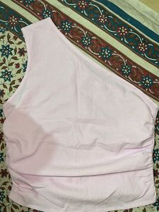Pink One-Shoulder Crop Top