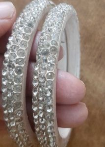 Sparkling Rhinestone/Lac Bangles (Set of 2)