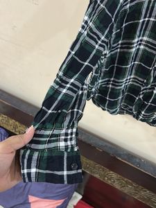 Green Plaid Button-Up Shirt