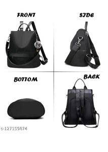 Stylish Black Backpack with Charm