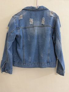 Distressed Denim Jacket - Classic Blue