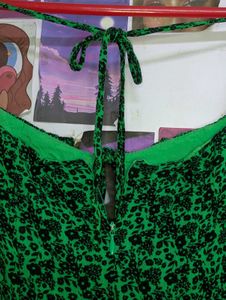 Green Floral Print Mini Dress