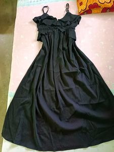 Black Ruffled Midi Dress