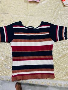 Striped Ribbed Knit Top