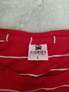 Red Striped Cropped Long Sleeve Top