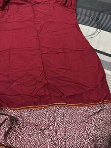 Maroon Kurta with Printed Sleeves