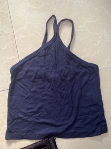 Navy Blue Ribbed Tank Top
