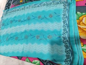 Elegant Blue Floral Saree
