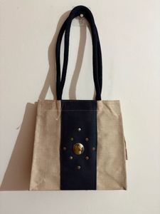 Stylish Beige & Black Tote Bag