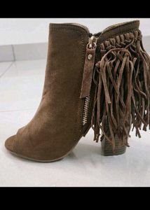 Brown Suede Fringe Boots
