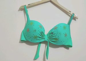 Green Bikini Top with Embellishments 38 Bust