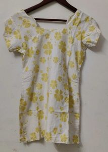 Yellow Floral Print Kurta