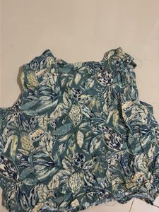 Boho Leaf Print Embellished Top