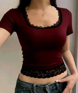 Gothic Lace Trim Square Neck Crop Top
