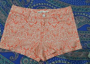 Orange Floral Print Shorts