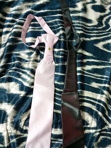 2 Satin Ties - Pink & Black
